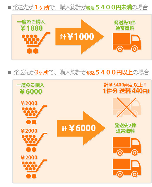 税込５４００円以上で１件分の送料が全国一律４４０円！